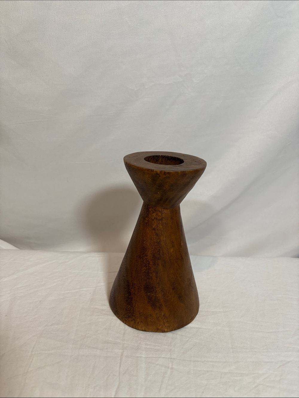 Wooden Hourglass Candle Holder - Brown
